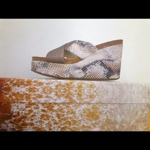 Right Bank Shoe Co. Animal Print Wedge Sandal